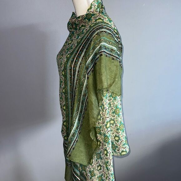 Anthropologie x Vismaya Green Patterned Bohemian Scarf Wrap! - Picture 5 of 15